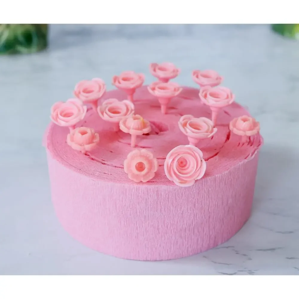 VTG Set of 14 Floral Rose Cake Toppers Candle Holders Retro MCM Birthday Decor